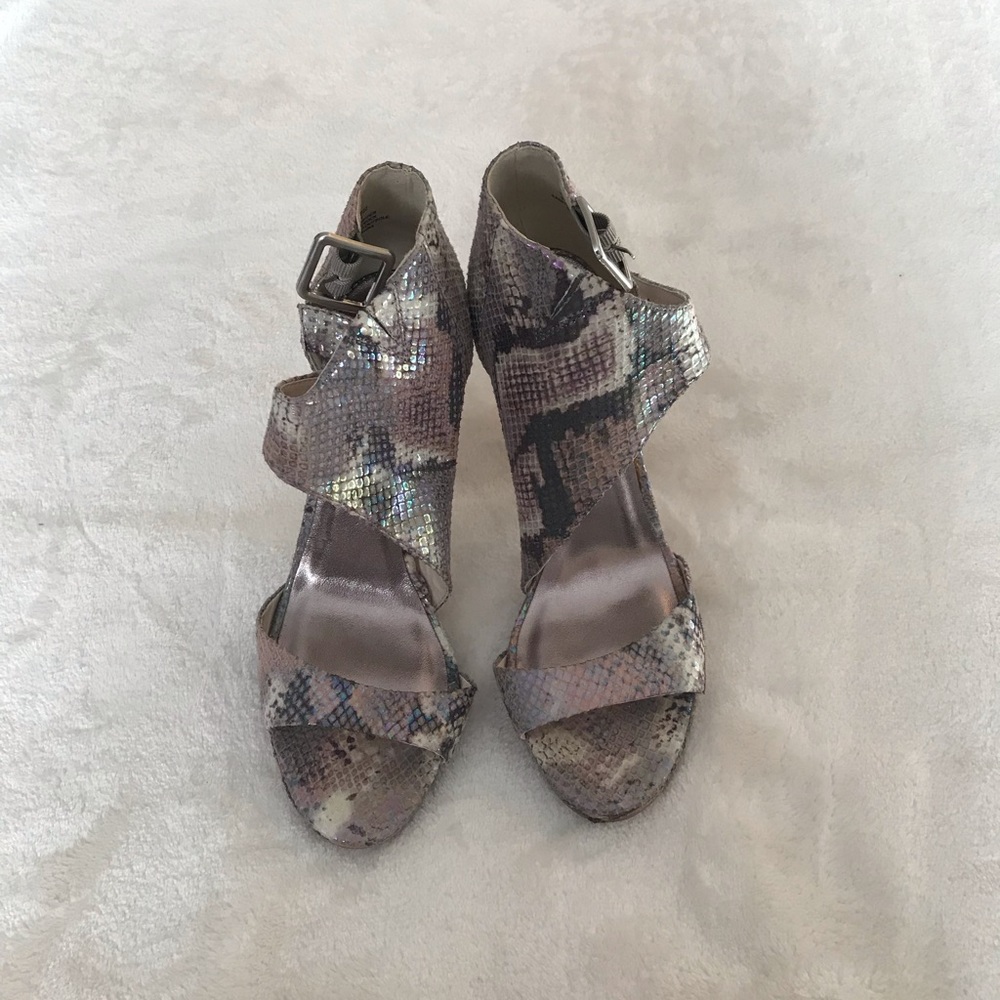 Madden Girl iridescent snake skin heel